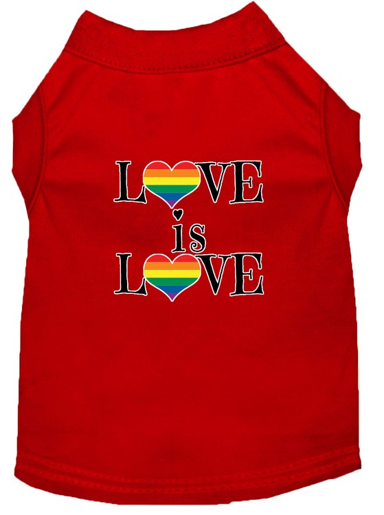 Love is Love Screen Print Dog Shirt Red XXXL